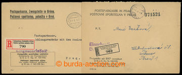 227060 - 1940-1943 POŠTOVNÍ SPOŘITELNA/  dva služební R-dopisy s