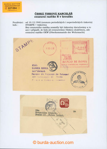 227094 - 1940-1942 CENZURNÍ RAZÍTKO R. V KRUHU / Česká tisková k