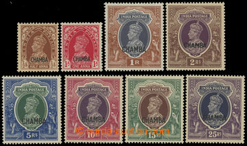 227150 - 1942-1947 SG.100-107, George VI. ½A - 25R with overprint CH