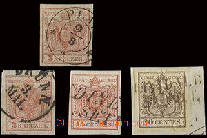 22728 - 1850 comp. 4 pcs of stamp. issue I, from that 1x 3 Kreuzer a