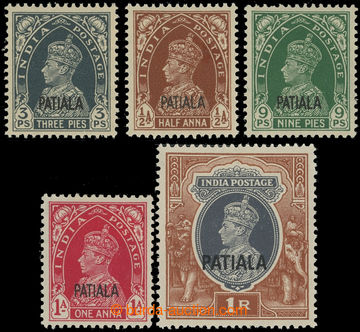 227294 - 1941-1946 SG.98-102, indické Jiří VI. 3P - 1R s přetiske