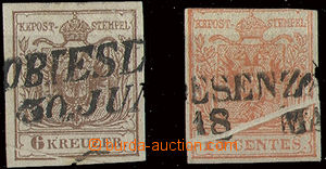 22730 - 1850 comp. 2 pcs of stamp. issue I with paper creases, 1x 6 
