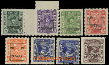 227309 - 1948-1949 SG.1-14, selection of 8 stamps Bundi ¼A - 1R, 5x 