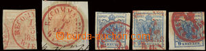 22738 - 1858 I.issue red cnls. on 3Kr 2x and 9Kr 3x. cnl. Recommandi