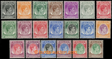 227462 - 1948-1952 SG.1-15, George VI. 1C - $5, selection of 20 stamp