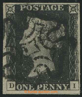 227556 - 1840 SG.2, Penny Black black, plate 1b, letters D-I, almost 