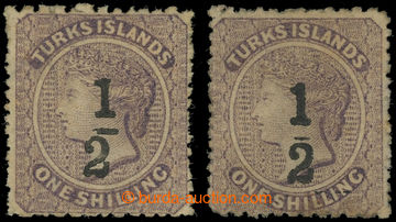 227670 - 1881 SG.12, 14, Viktorie 1Sh lilac s přetisky 1/2, typ IV a
