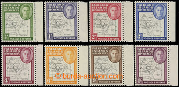227693 - 1946 SG.G9b-G16a, George VI. Maps ½P - 1Sh, all with DOT IN