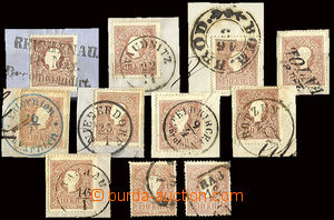 22771 - 1858 comp. 9 pcs of cut-squares and 2  pcs stamp. issue II 1