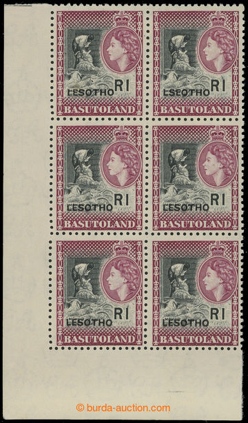 227757 - 1966 SG.120A, 120Aa, Elizabeth II. 1R Basutoland, corner blo