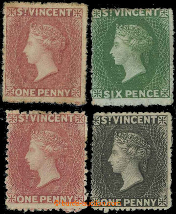 227811 - 1861-1871 SG.1, 4, 5, 15, 4x Victoria (Perkins & Bacon) 1P r