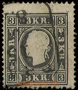 22783 - 1859 II.emise 3Kr, Mi.11 typ II. Ferch. 285€
