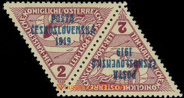 227836 - 1919 Pof.55, Triangle 2h brown-red as Pr, 1x type III with f