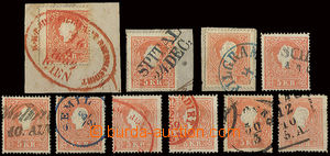 22789 - 1859 comp. 3 pcs of cut-squares and 7 pcs of stamp. 5 Kreuze