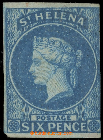 227891 - 1856 SG.1, Viktorie 6P modrá, nezoubkovaná, průsvitka hv
