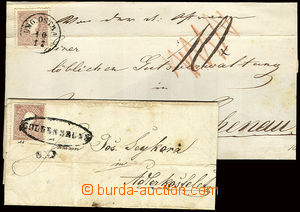 22795 - 1859 comp. 2 pcs of folded letters with 10Kr, Mi.14 type II.