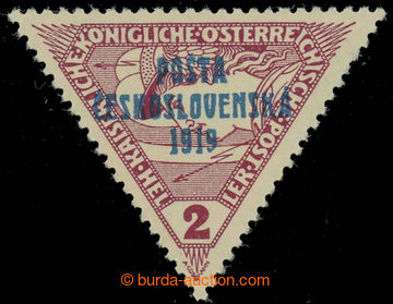 228065 -  Pof.55, Triangle 2h brown-red, overprint type III.; label, 