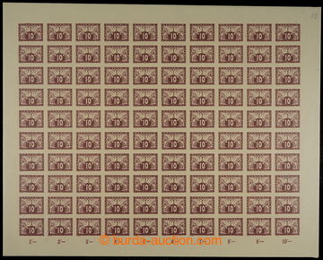 228100 - 1919 COUNTER SHEET /  Pof.S3, 10h brown, complete 100 stamps