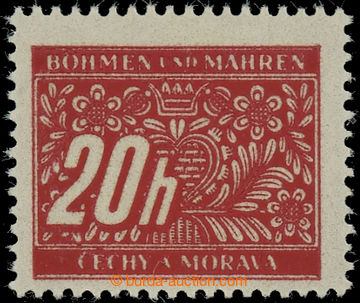 228111 - 1939 Pof.DL3 VV, 20h červená, výrazný slitý tisk; svě