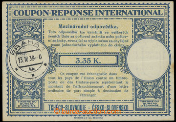 228149 - 1939 CMO7aP, předběžná mezinárodní odpovědka 3,35K s 