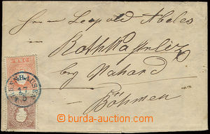 22820 - 1859 skládaný dopis vyfr. 2 barevnou frankaturou zn. II.em
