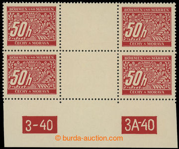 228266 - 1939 Pof.DL6 plate number, 50h red, pair 2-stamps. trhaných