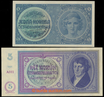 228283 - 1940 Ba.29a + Ba.28a, comp. 2 pcs of bank-notes, 5 Koruna wi