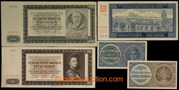 228288 - 1940-1942 Ba.28b, 30, 33, 35, 38, comp. 5 pcs of bank-notes,