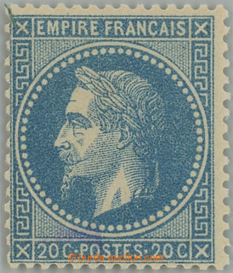 228299 - 1867 Mi.28a, Napoleon III. EMPIRE FRANCAIS 20C modrá; svě