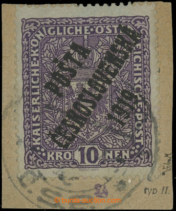 228404 -  Pof.51I, Coat of arms 10K light violet on cut-square, overp