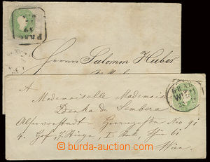 22841 - 1863 2 pcs of letters with issue III 3 Kreuzer green, Mi.19.