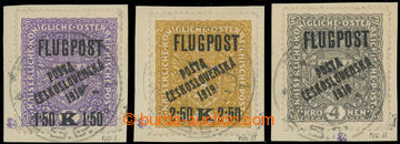 228410 -  Pof.52-54, Airmail FLUGPOST, complete set on cut-squares wi