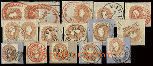 22847 - 1860 collection of 14 pcs. of 10Kr, Mi.21. different cancels