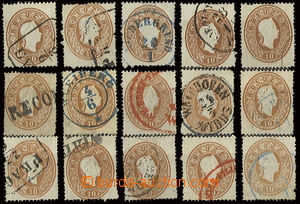 22848 - 1860 comp. 15 pcs of stamp. issue III 10Kr, Mi.21. Various p