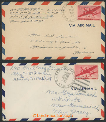 228501 - 1945 two air-mail letters to USA franked with. 6c after/behi