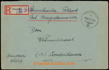 228503 - 1944 NĚMECKÁ POLNÍ POŠTA / R-dopis z území Slovenska, 
