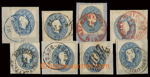 22851 - 1860 comp. 8 pcs of cut-squares with stamp. 15.Kr, Mi.22. Ni