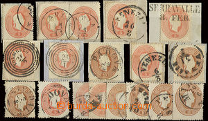22858 - 1860 Lombardy - Veneto  comp. 9 pcs of cut-squares + 8 pcs o