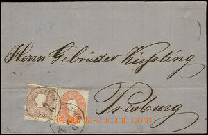 22860 - 1861 skládaný dopis vyfr. smíšenou frankaturou zn. II. a