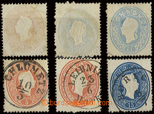 22864 - 1860 issue III, comp. 6 pcs of stamp., 3x machine offset val