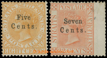 228715 - 1879 SG.20-21, Victoria FIVE CENTS/8C, marginal SEVEN CENTS/