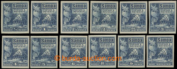 228722 - 1921 SG.153-164, set Native Hut ½P - 1Sh imperforated PLATE