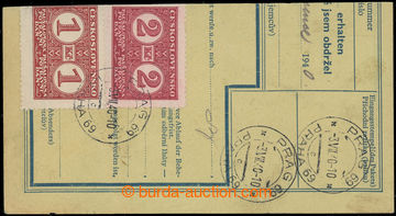 228727 - 1940 cut parcel dispatch-note with pair forerunner Czechosl.