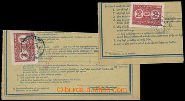 228728 - 1939-1940 comp. of 2 cut-squares from parcel dispatch-note w