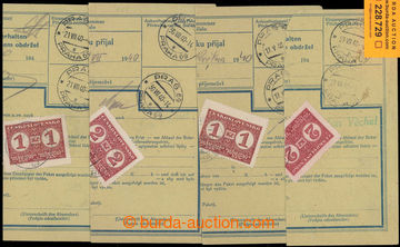 228729 - 1940 comp. of 4 cut-squares from parcel dispatch-note with f