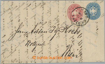 228744 - 1864 dopis se Znak 10Kr + VÝSTŘIŽEK Z CELINY 5KR, raz. NA