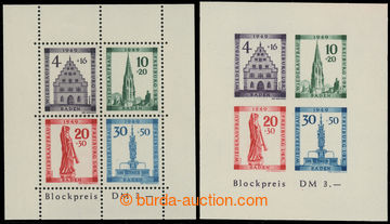 228762 - 1949 BADEN / Mi.Bl.1A, 1B, souvenir sheets Wiederaufbau perf