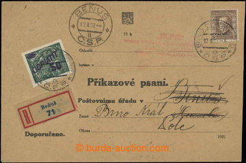 228799 - 1927 Maxa A45, PŘÍKAZOVÉ PSANÍ, formulářová envelope 