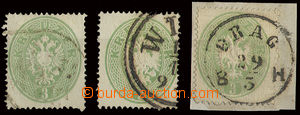22880 - 1863 comp. 3 pcs of stamp. IV. issue values 3 Kreuzer green,