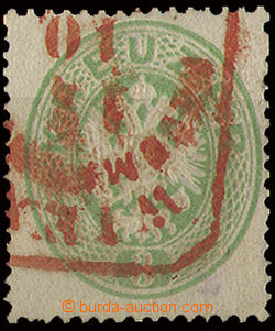22881 - 1863 IV.emise 3Kr zelená, Mi.25 s červeným rekomandační